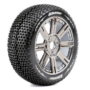 Louise RC B-Turbo 1:8 Fr/Rr Soft Hex 17mm Spoke Black Chrome (L-T3104SBC)