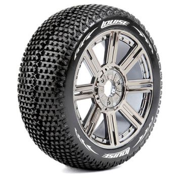 Louise RC B-Turbo 1:8 Fr/Rr Super Soft Hex 17mm Spoke Black Chrome (L-T3104VBC)