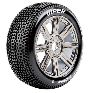 Louise RC B-Viper 1:8 Fr/Rr Soft Hex 17mm Spoke Black Chrome (L-T3194SBC)