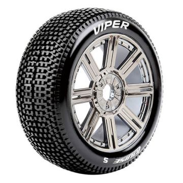 Louise RC B-Viper 1:8 Fr/Rr Super Soft Hex 17mm Spoke Black Chrome (L-T3194VBC)