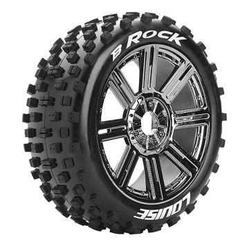 Louise RC B-Rock 1:8 Fr/Rr Soft Hex 17mm Spoke Black Chrome (L-T3270SBC)
