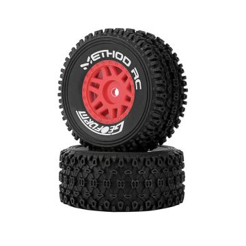 Method Geoform 1/16 SC Tyres On 12mm Hex Red Wheels (Pr) (MTD0202R)