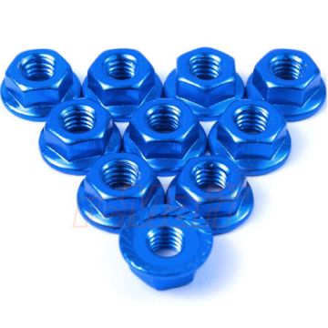 Yeah Racing 4mm Aluminium Serrated Lock Nut 10pcs Dark Blue (LN-M4S-DB)