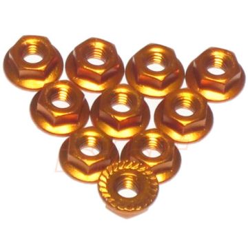 Yeah Racing 4mm Aluminium Serrated Lock Nut 10pcs Orange (LN-M4S-OR)