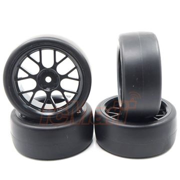 Yeah Racing 1:10 Spec D CS Wheel Offset +3 Black w/ Drift Tire 4pcs (WL-0100)