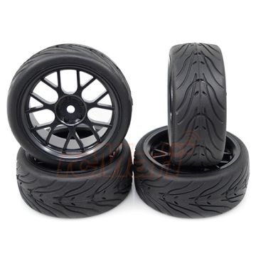 Yeah Racing 1:10 Spec T CS Wheel Offset +3 Black w/ Tire 4pcs (WL-0109)