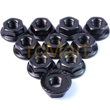 Yeah Racing 4mm Aluminium Serrated Lock Nut 10pcs Black (LN-M4S-BK)