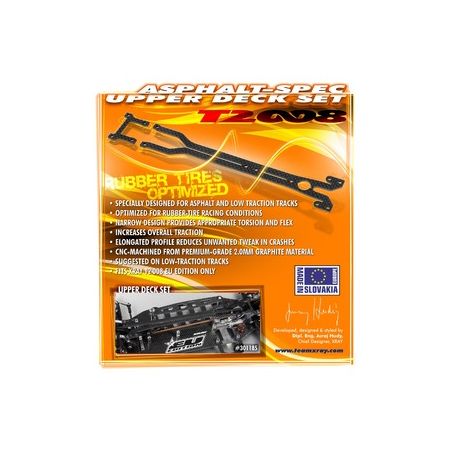 Xray T2'008 Asphalt-Spec Upper Deck Graphite + Rear Upper Deck - Set (XR301185)