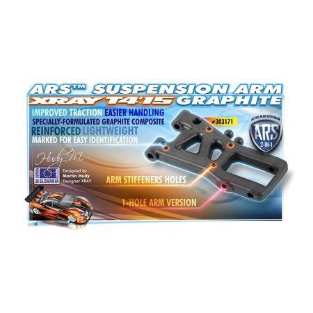 Xray Ars - Active Rear Suspension Arm - Graphite - 1-Hole (XR303171)