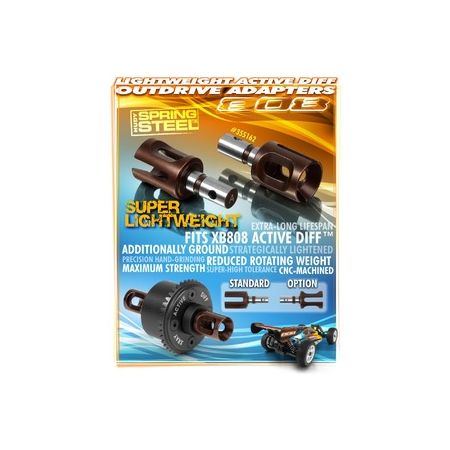 Xray XB808 Active Diff Outdrive Adapter - Lightweight - Hudy Spring Steel (2) (XR355162)