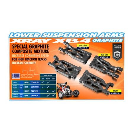 Xray Composite Suspension Arm Rear Lower Left - Graphite (XR363121-G)