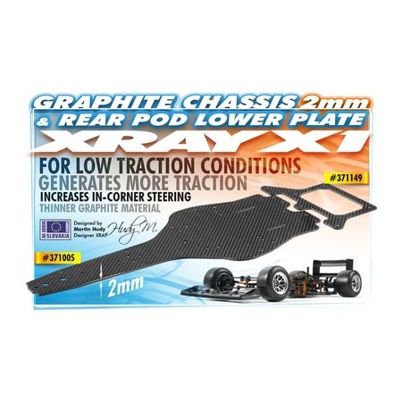 Xray X1 Graphite 2.0mm Rear Pod Lower Plate (XR371149)