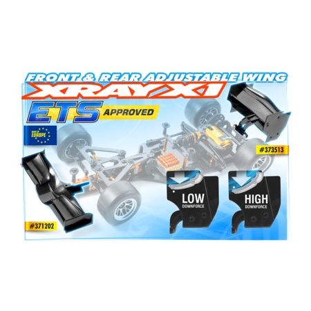 Xray X1 Composite Front Wing - Black - Ets Approved (XR371202)