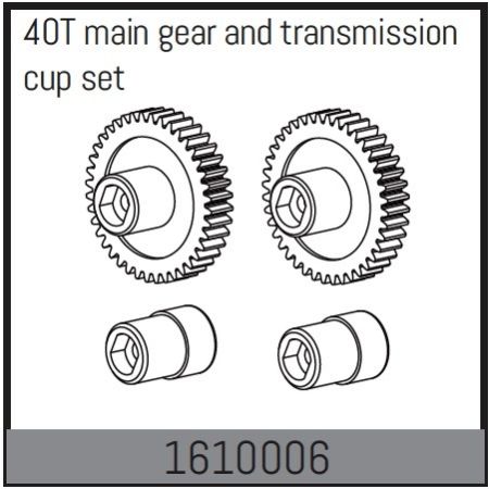 Absima 40T Main Gear And TransMLssion Cup Set (AB1610006)