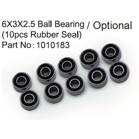 Absima 6X3X2.5 Ball Bearing ( 10pcs Rubber Seal )