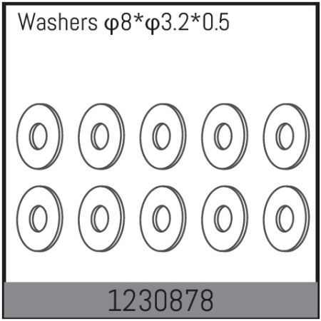 Absima 8*3.2*0.5 Washers (10) (AB1230878)