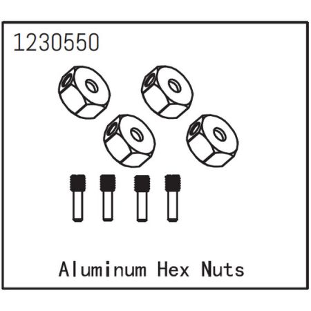 Absima Aluminum Hex Nuts (4)