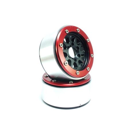 Metsafil Beadlock Wheels GEAR Black/Red 1.9 (2) w/o Hub (MT5030BR)