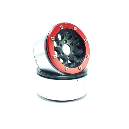 Metsafil Beadlock Wheels GUN Black/Red 1.9 (2) w/o Hub (MT5020BR)