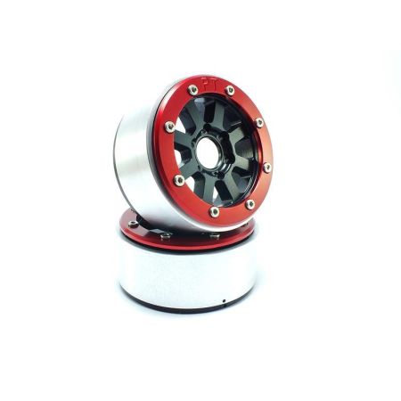 Metsafil Beadlock Wheels HAMMER Black/Red 1.9 (2) w/o Hub (MT5040BR)