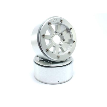 Metsafil Beadlock Wheels HAMMER Silver/Silver 1.9 (2) w/o Hub (MT5040SS)