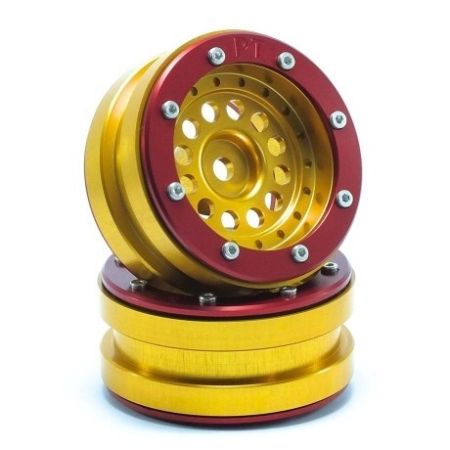 Metsafil Beadlock Wheels PT-Bullet Gold/Red 1.9 (2 pcs) (MT0020GOR)
