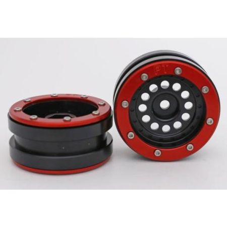 Metsafil Beadlock Wheels PT-Bullet Black/Red 1.9 (2 pcs)Â  (MT0020BRÂ )