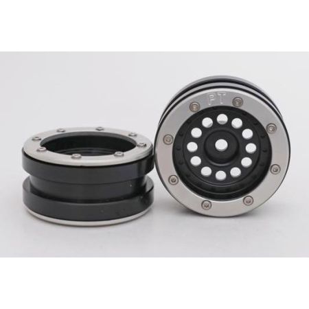 Metsafil Beadlock Wheels PT-Bullet Black/Silver 1.9 (2 pcs)Â  (MT0020BSÂ )