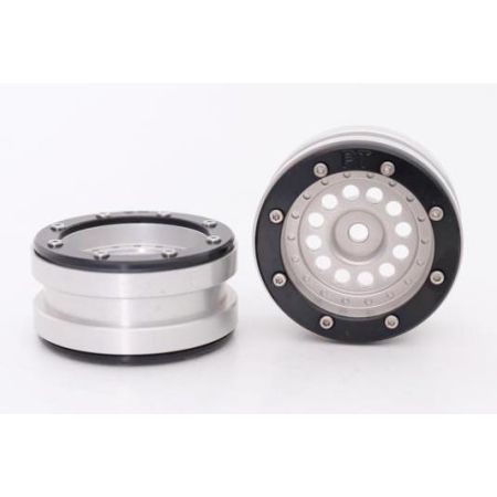 Metsafil Beadlock Wheels PT-Bullet Silver/Black 1.9 (2 pcs)Â  (MT0020SBÂ )
