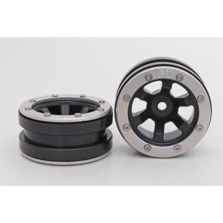 Metsafil Beadlock Wheels PT-Claw Black/Silver 1.9 (2 pcs)Â  (MT0060BSÂ )