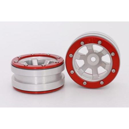 Metsafil Beadlock Wheels PT-Claw Silver/Red 1.9 (2 pcs)Â  (MT0060SRÂ )