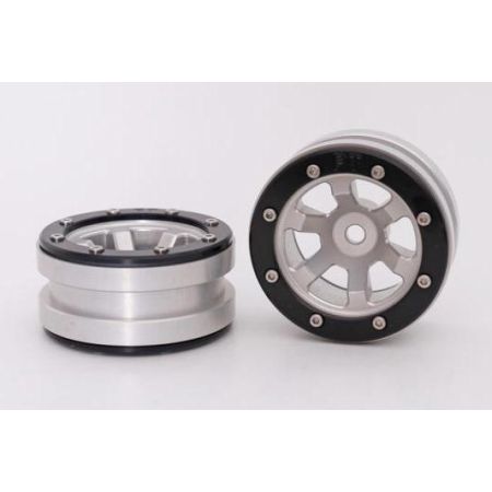 Metsafil Beadlock Wheels PT-Claw Silver/Black 1.9 (2 pcs)Â  (MT0060SBÂ )