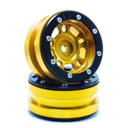 Metsafil Beadlock Wheels PT-Distractor Gold/Black 1.9 (2 pcs) (MT0040GOB)