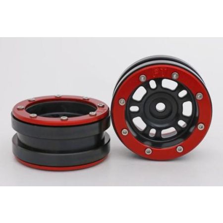 Metsafil Beadlock Wheels PT-Distractor Black/Red 1.9 (2 pcs)Â  (MT0040BRÂ )