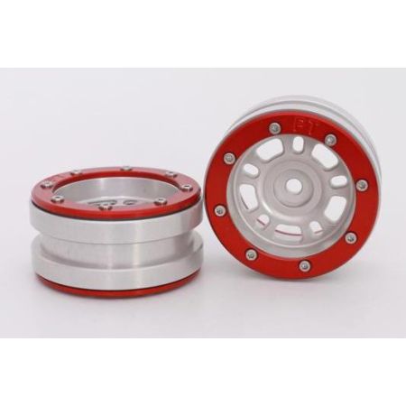 Metsafil Beadlock Wheels PT-Distractor Silver/Red 1.9 (2 pcs)Â  (MT0040SRÂ )