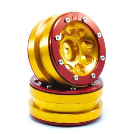 Metsafil Beadlock Wheels PT-Ecohole Gold/Red 1.9 (2 pcs) (MT0050GOR)