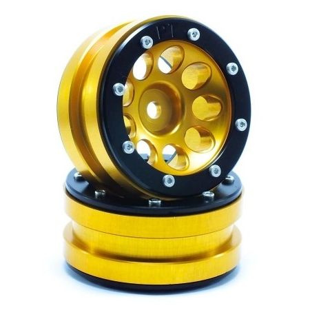 Metsafil Beadlock Wheels PT-Ecohole Gold/Black 1.9 (2 pcs) (MT0050GOB)