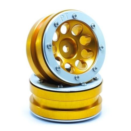 Metsafil Beadlock Wheels PT-Ecohole Gold/Silver 1.9 (2 pcs) (MT0050GOS)