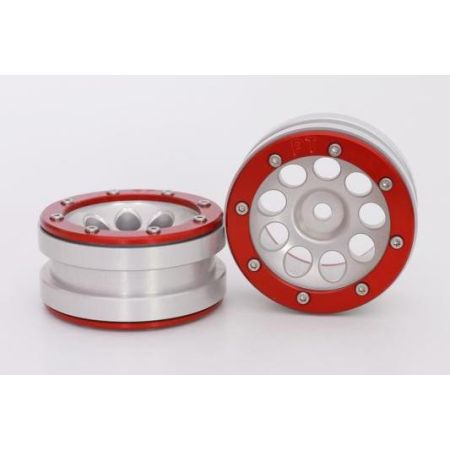 Metsafil Beadlock Wheels PT-Ecohole Silver/Red 1.9 (2 pcs)Â  (MT0050SRÂ )