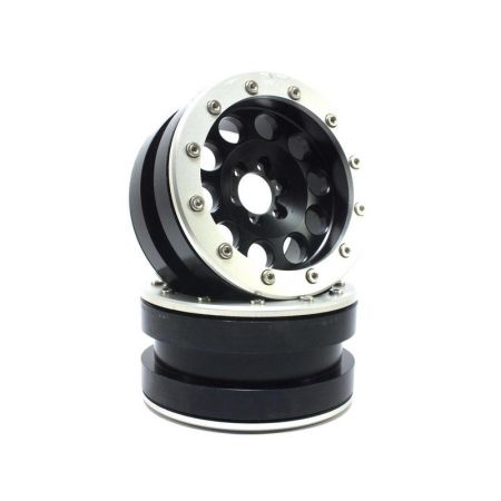 Metsafil Beadlock Wheels PT-REVOLVER black/silver 2.2 (2) w/o Hub (MT2220BS)