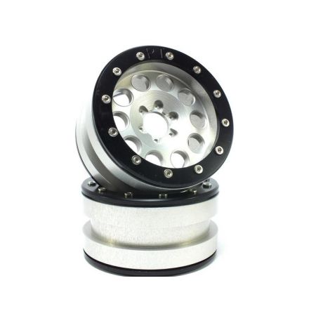 Metsafil Beadlock Wheels PT-REVOLVER silver/black 2.2 (2) w/o Hub (MT2220SB)