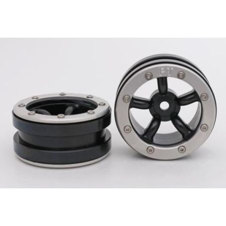 Metsafil Beadlock Wheels PT-Safari Black/Silver 1.9 (2 pcs)Â  (MT0010BSÂ )