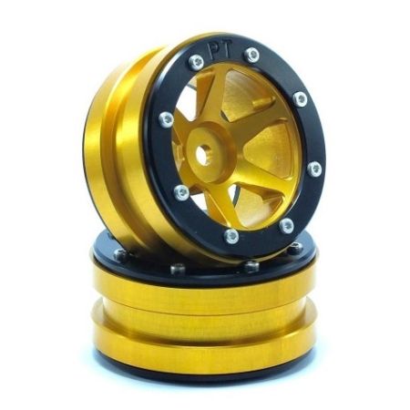 Metsafil Beadlock Wheels PT-Slingshot Gold/Black 1.9 (2 pcs) (MT0030GOB)