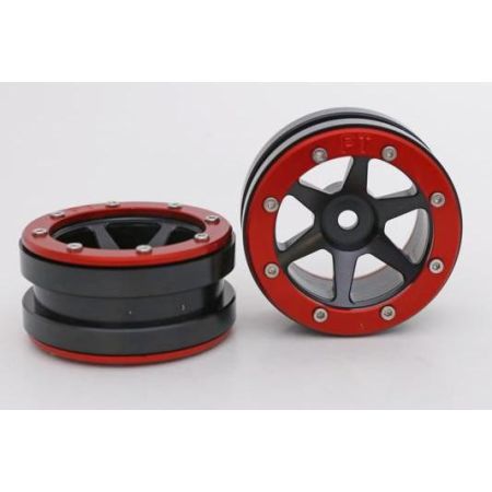 Metsafil Beadlock Wheels PT-Slingshot Black/Red 1.9 (2 pcs)Â  (MT0030BRÂ )