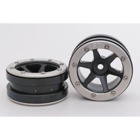 Metsafil Beadlock Wheels PT-Slingshot Black/Silver 1.9 (2 pcs)Â  (MT0030BSÂ )