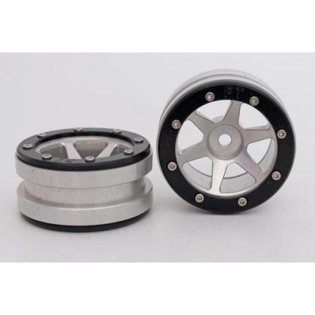 Metsafil Beadlock Wheels PT-Slingshot Silver/Black 1.9 (2 pcs)Â  (MT0030SBÂ )