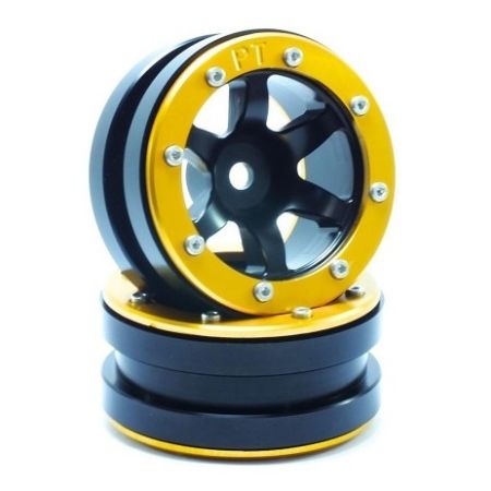 Metsafil Beadlock Wheels PT-Wave Black/Gold 1.9 (2 pcs) (MT0070BGO)