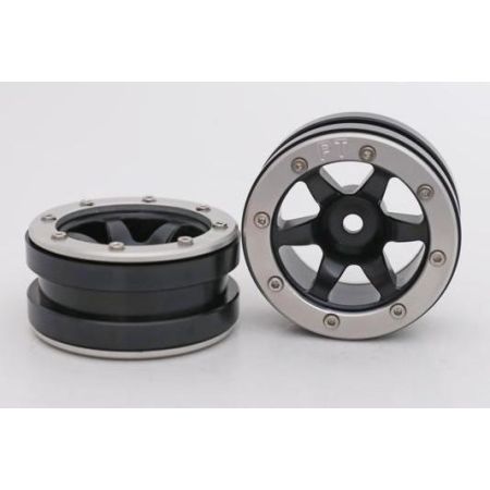 Metsafil Beadlock Wheels PT-Wave Black/Silver 1.9 (2 pcs)Â  (MT0070BSÂ )