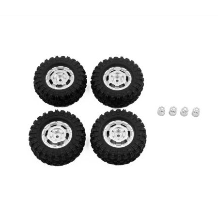 Absima CR-18P Truck Wheel/ Tire Set (Silver)