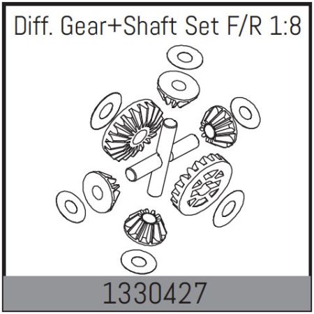 Absima Diff. Gear + Shaft Set F/R 1:8